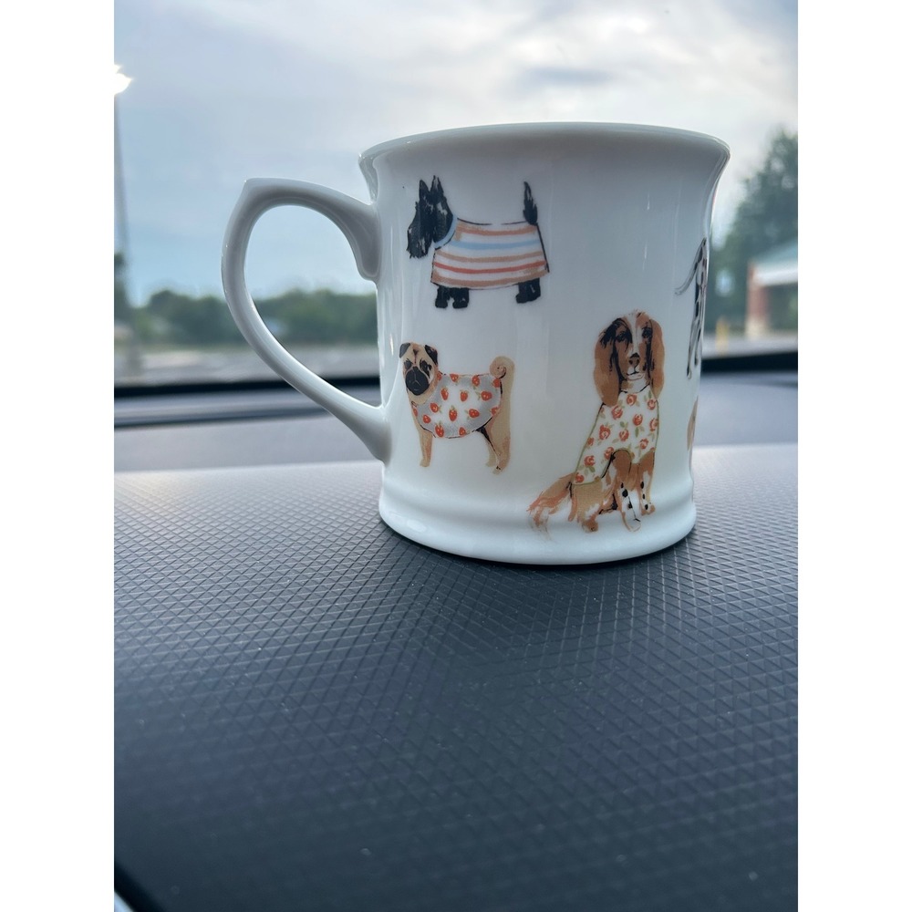 Cooksmart England Fine China Dog Mug Dogs in Sweaters Paw Prints White